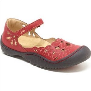 J-41 Red Lotus Flower Mary Jane Shoes 8